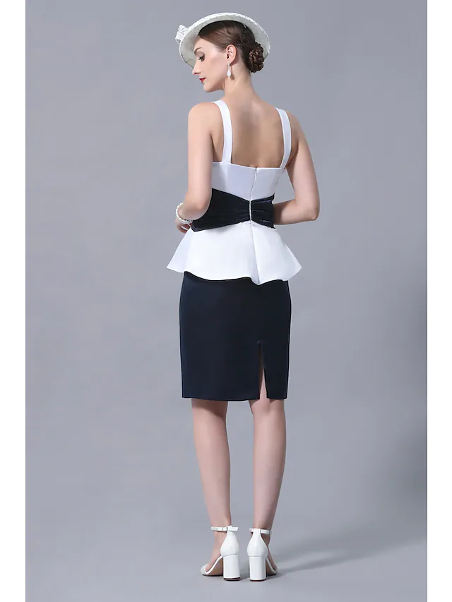 Side view of an elegant plus size sleeveless satin dress.