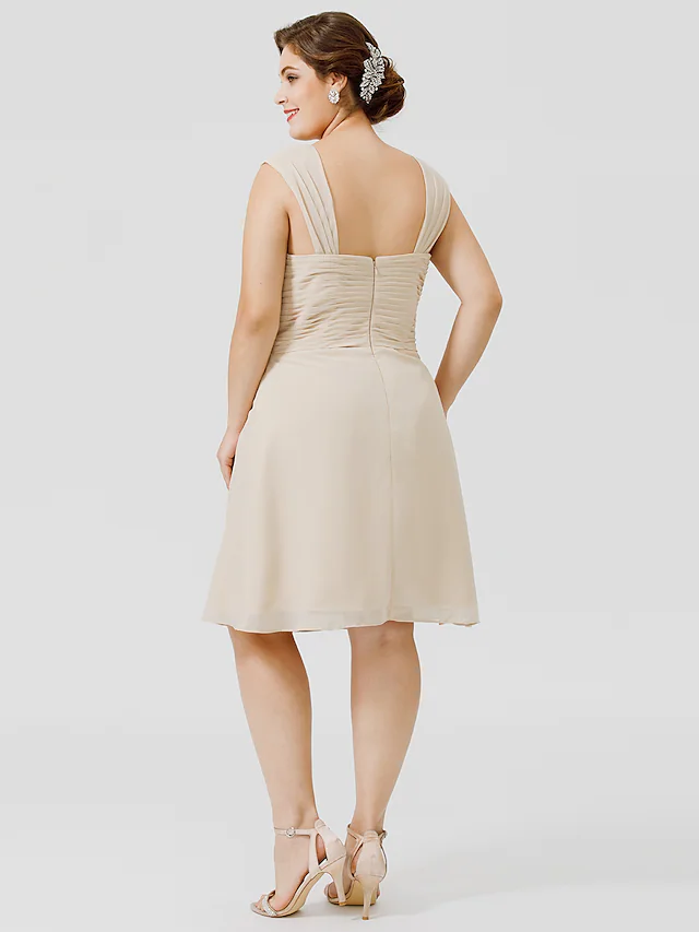 Full view of the plus size Mother of the Bride dress.