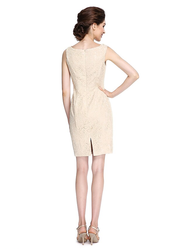 Mother of the Bride dress detail, highlighting the bateau neckline.