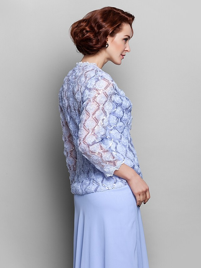 Full length view of the Mother of the Bride dress from a different angle.