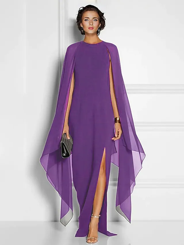 Close-up of the jewel neck and bodice of a formal chiffon dress.