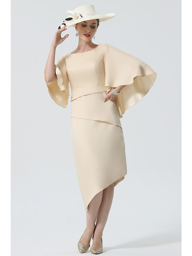 Elegant formal dress for Mother of the Bride, three-quarter view.