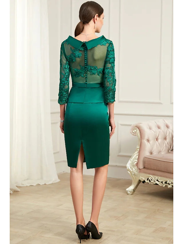 Full length view of the chiffon wedding guest dress.