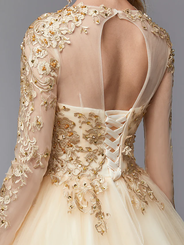 Another angle of the white ball gown wedding dress, emphasizing its luxurious details.