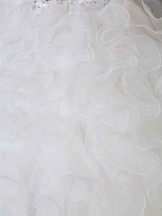 Ballkleid-Brautkleider Herzförmiger Ausschnitt Trägerlos Bodenlang Organza Taft Ärmellos Sparkle &amp; Shine