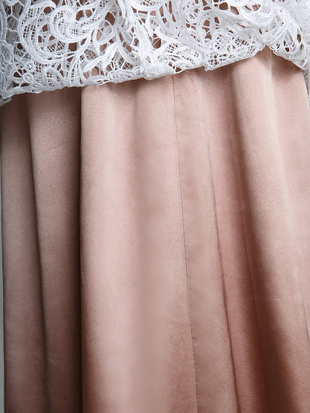 Mother of the Bride Dress Convertible Dress Straps  Lace Charmeuse  Length Sleeve with Lace Ruched