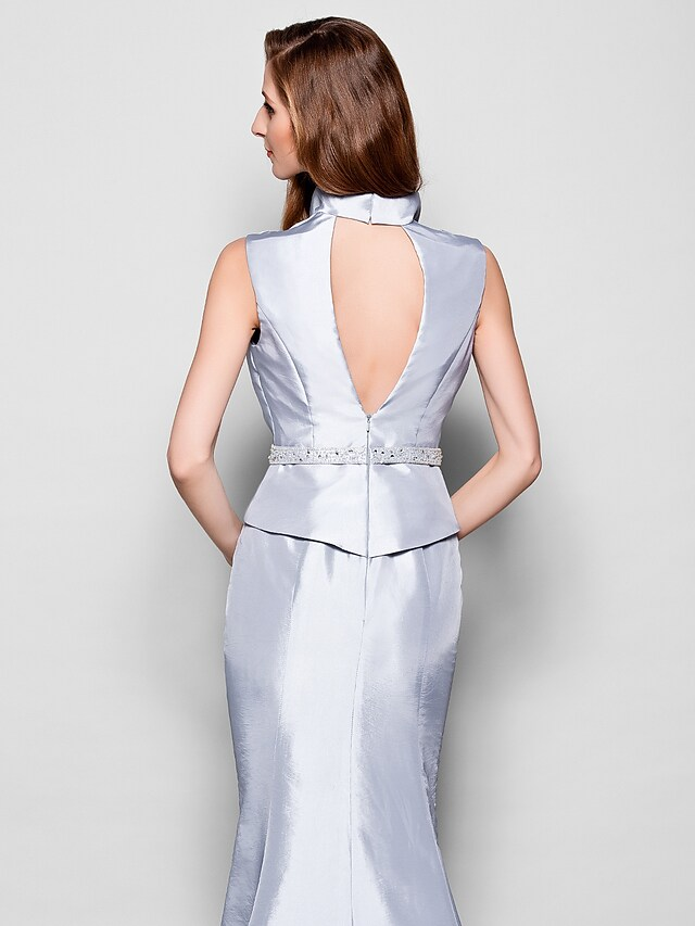 Mother of the Bride Dress Queen Anne  Taffeta Sleeveless with Sash  Ribbon Beading