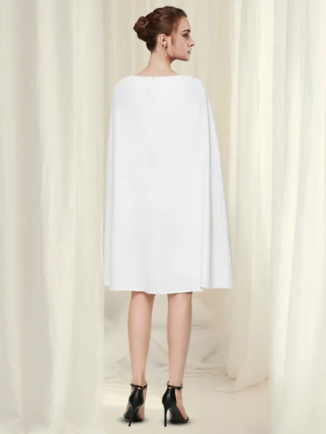 Minimalist Elegant Party Wear Engagement Dress Jewel Neck Sleeveless Knee Length Chiffon with Sleek