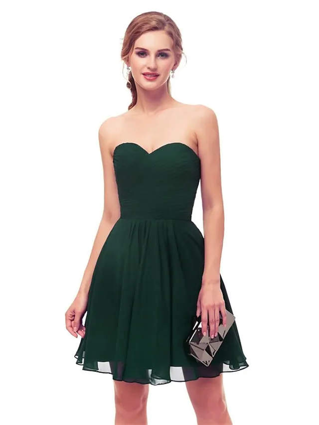 Close-up of the stretch fabric on the A-line cocktail dress.