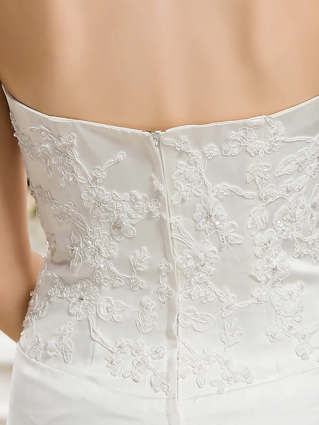 Brautkleider Neckholder Hofschleppe Satin Ärmellos