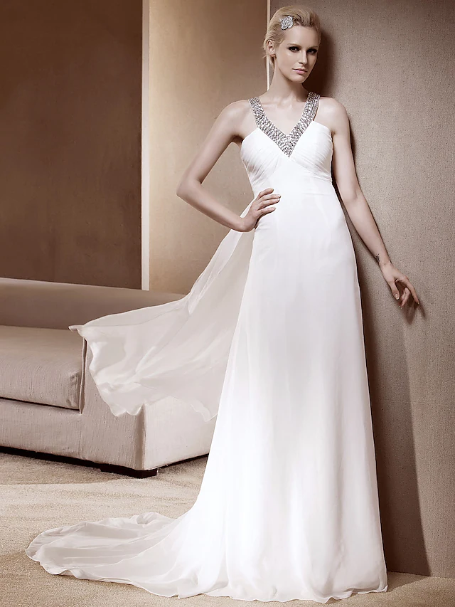 Back view of the Princess A-Line wedding dress, highlighting the elegant court train.
