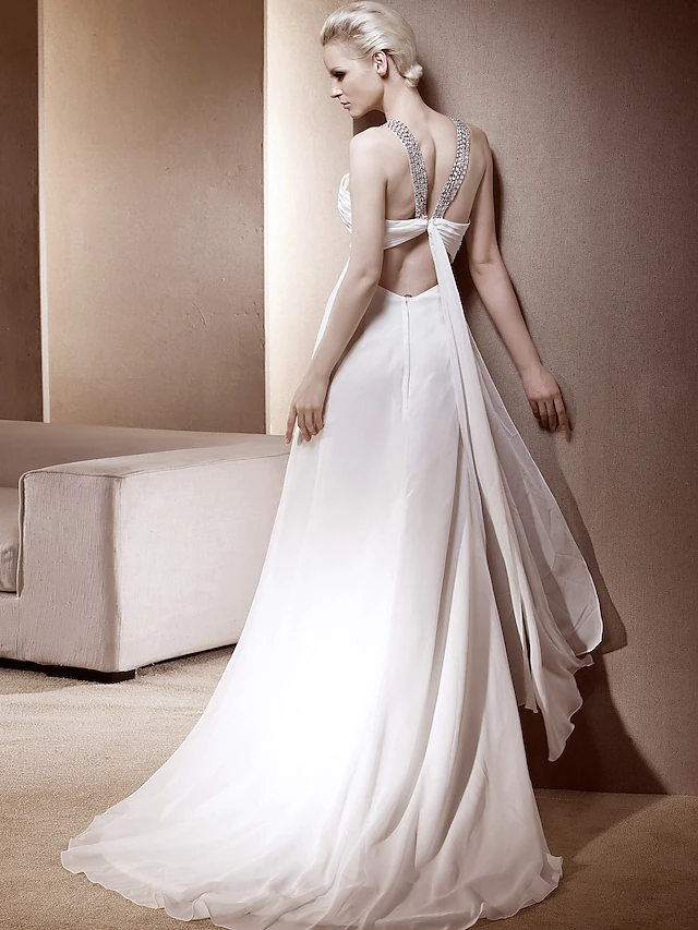 Full length view of the radiant Princess A-Line wedding dress with subtle sparkle.