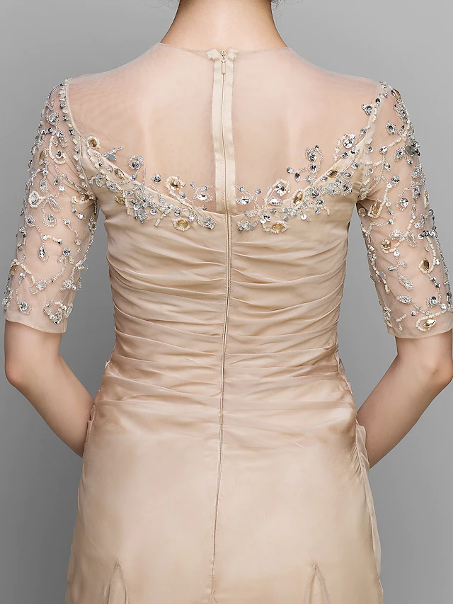 Full length view of the vintage-inspired formal dress.