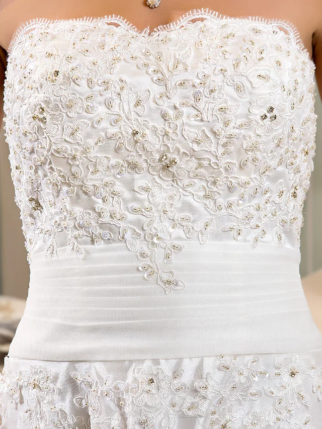 Elegant A-Line wedding dress showcasing its flowing silhouette.
