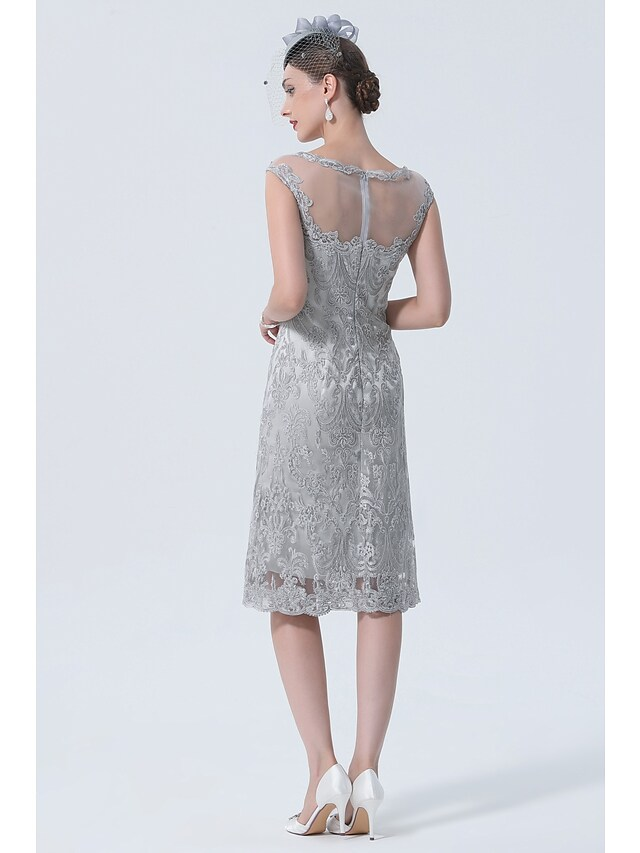 Two Piece Mother of the Bride Dress Plus Size Vintage Sexy Jewel Neck Tea Length Chiffon 3/4 Length Sleeve with Lace