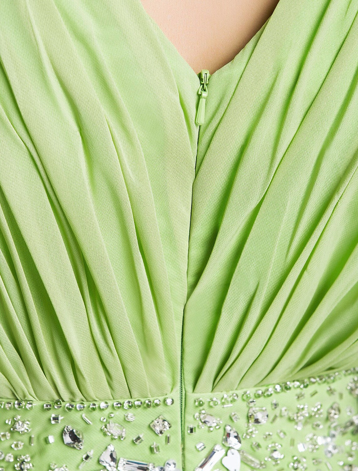 Sheath / Column Elegant Dress Wedding Guest Floor Length Long Sleeve V Neck Chiffon V Back with Crystals Side Draping