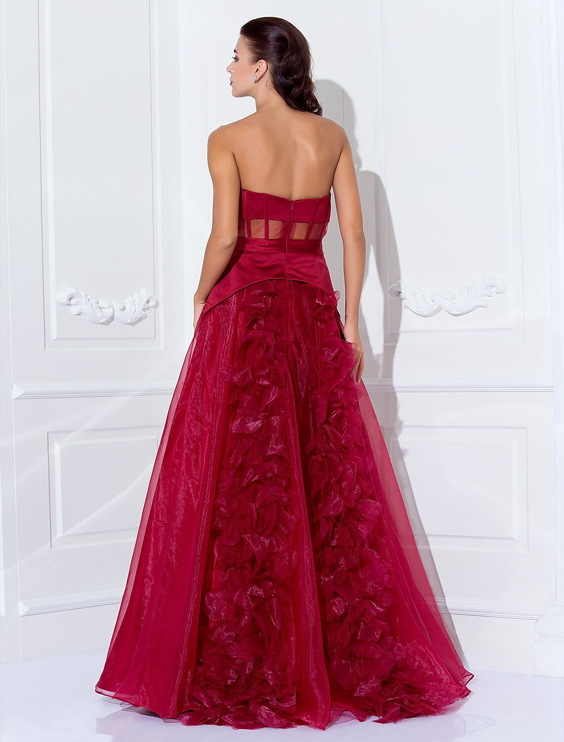 Ball Gown Celebrity Style Dress Holiday Floor Length Sleeveless Strapless Satin with Sash / Ribbon Flower